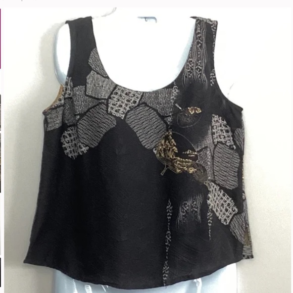 Citron Silk Floral Print Cami Tank - Petite Small - Picture 7 of 10